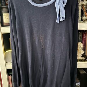 Jessica London Navy Blue Sweater with Light Blue Trim